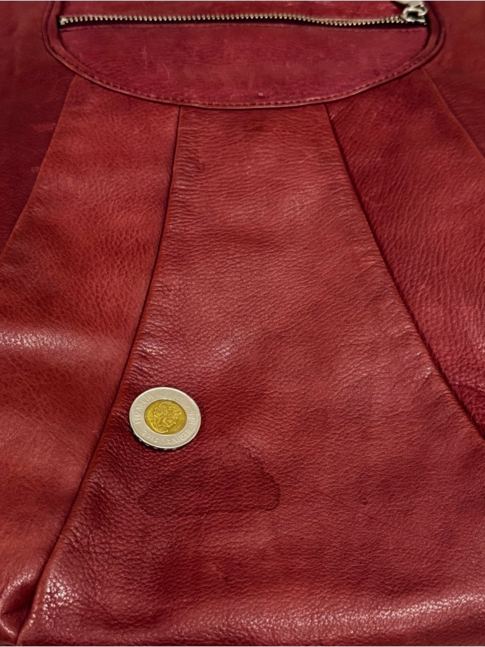 Christopher Kon Maroon Leather Hobo Bag - Pleated Slouchy Shoulder Purse - Picture 15 of 15